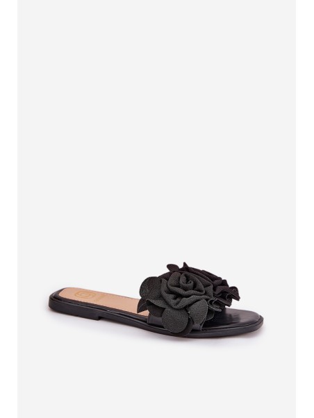 Flat Women's Slippers With Bow Black Tobin