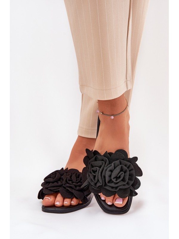 Flat Women's Slippers With Bow Black Tobin