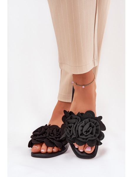 Flat Women's Slippers With Bow Black Tobin