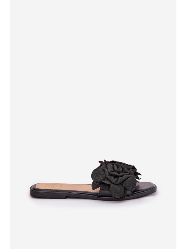Flat Women's Slippers With Bow Black Tobin