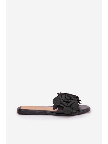 Flat Women's Slippers With Bow Black Tobin