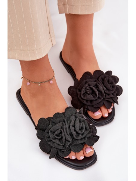 Flat Women's Slippers With Bow Black Tobin