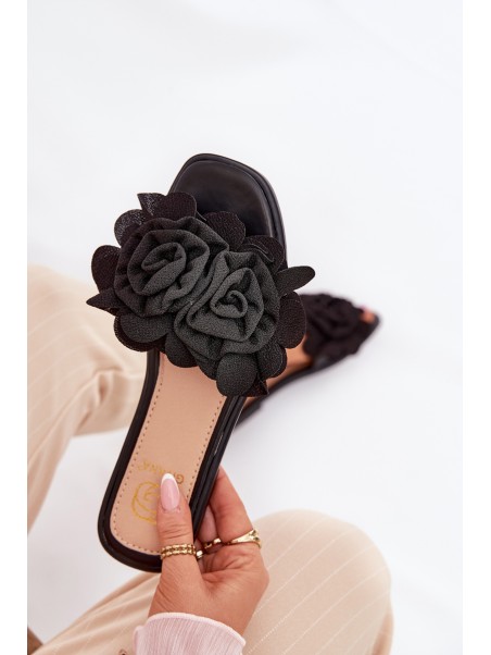 Flat Women's Slippers With Bow Black Tobin
