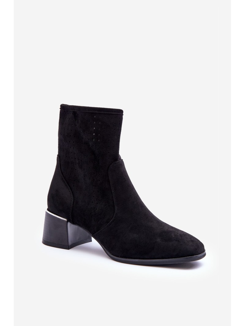 Suede Aperture Boots On Heel Black Perale