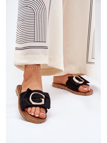 Flat Women's Sandals With Decorative Detail Black Nellodra