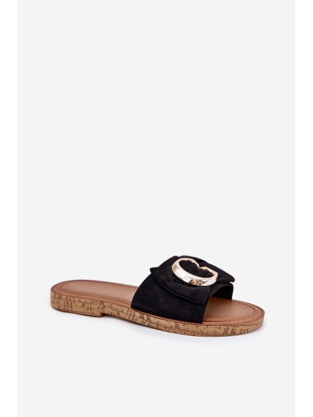 Flat Women's Sandals With Decorative Detail Black Nellodra