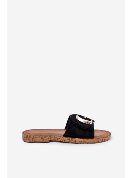 Flat Women's Sandals With Decorative Detail Black Nellodra