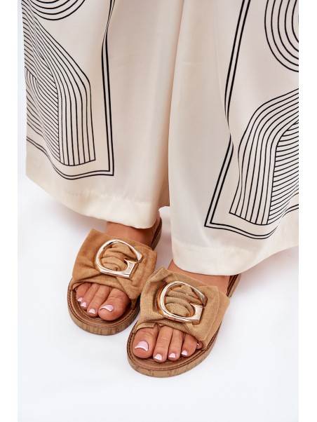 Flat Women Sandals With Decorative Detail Camel Nellodra