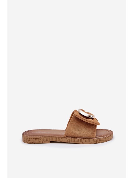 Flat Women Sandals With Decorative Detail Camel Nellodra