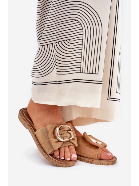 Flat Women Sandals With Decorative Detail Camel Nellodra