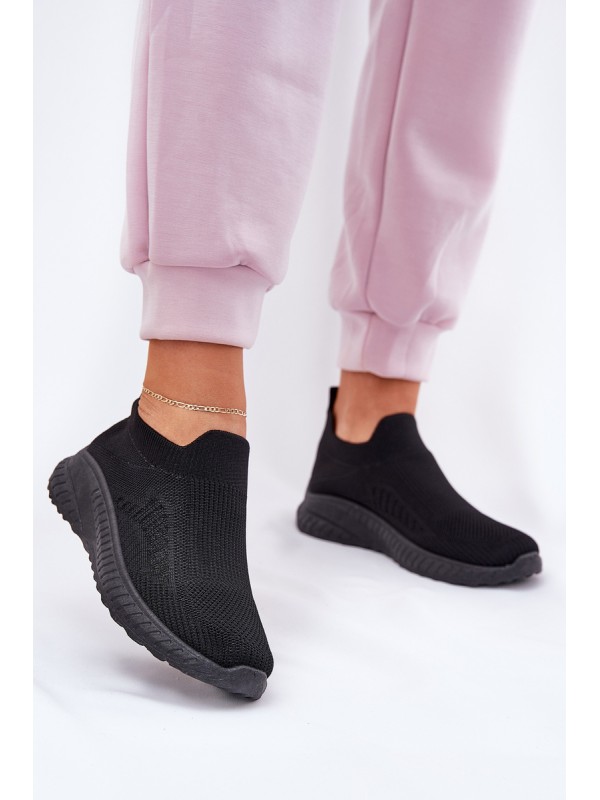 Slip On Fabric Sports Shoes Women Black Minstina 2