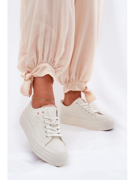 Ladies Sneakers Made Of Eco Leather Big Star RR274A297 Light Beige