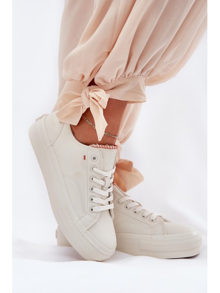Ladies Sneakers Made Of Eco Leather Big Star RR274A297 Light Beige