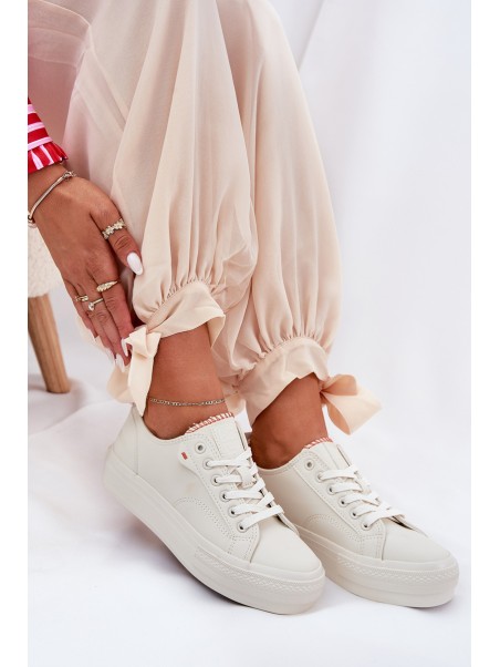 Ladies Sneakers Made Of Eco Leather Big Star RR274A297 Light Beige