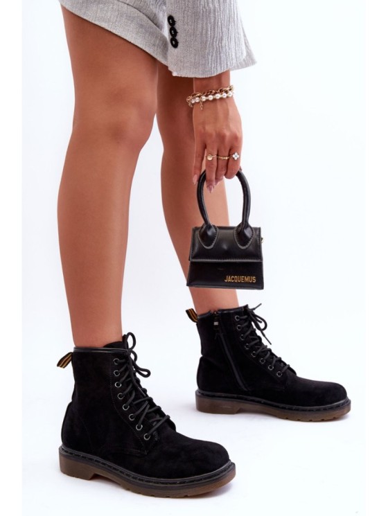 Suede Ankle Boots on Flat Heel Black Asteoris 2