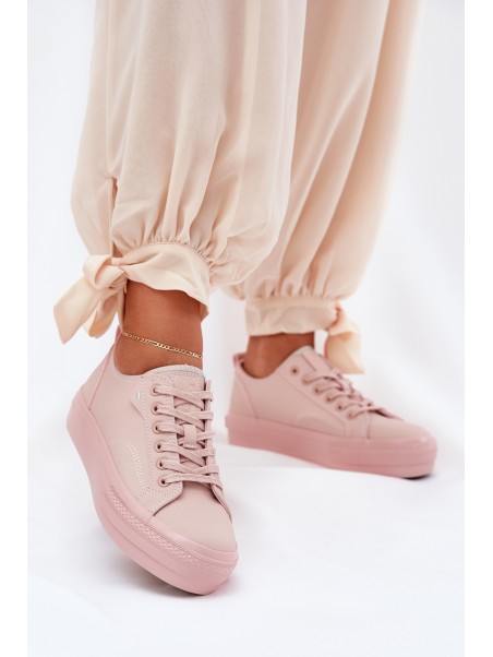 Women's Platform Sneakers Made Of Eco Leather Big Star RR274A294 Pink