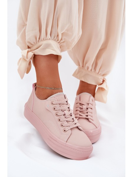 Women's Platform Sneakers Made Of Eco Leather Big Star RR274A294 Pink
