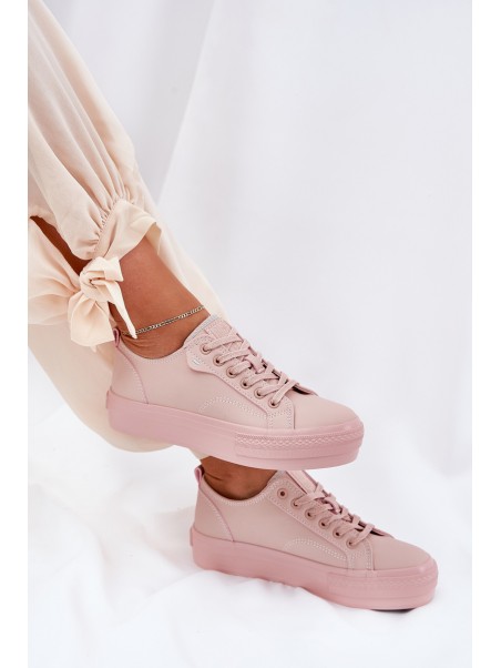 Women's Platform Sneakers Made Of Eco Leather Big Star RR274A294 Pink