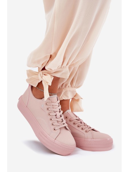 Women's Platform Sneakers Made Of Eco Leather Big Star RR274A294 Pink