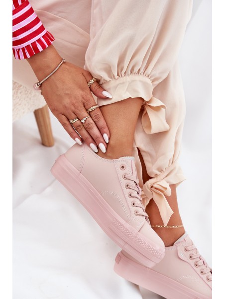 Women's Platform Sneakers Made Of Eco Leather Big Star RR274A294 Pink