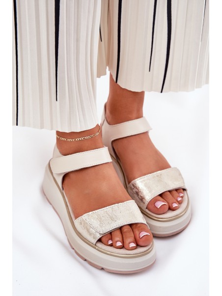 Women's Wedge and Platform Sandals with Decorations S.Barski HY056 Beige