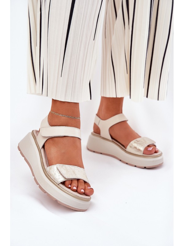 Women's Wedge and Platform Sandals with Decorations S.Barski HY056 Beige