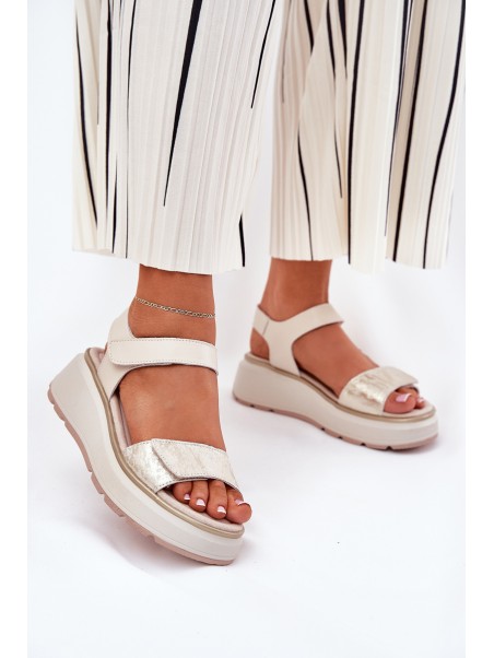 Women's Wedge and Platform Sandals with Decorations S.Barski HY056 Beige