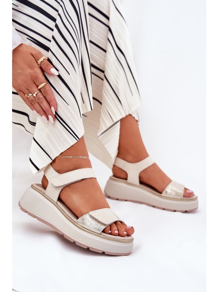 Women's Wedge and Platform Sandals with Decorations S.Barski HY056 Beige