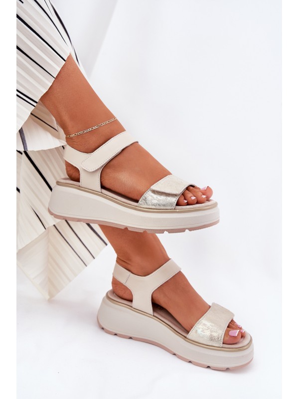 Women's Wedge and Platform Sandals with Decorations S.Barski HY056 Beige