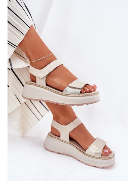 Women's Wedge and Platform Sandals with Decorations S.Barski HY056 Beige