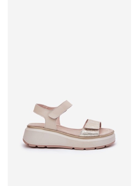 Women's Wedge and Platform Sandals with Decorations S.Barski HY056 Beige