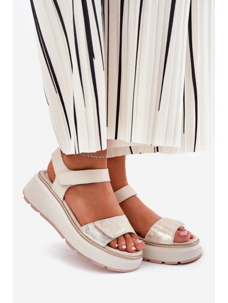 Women's Wedge and Platform Sandals with Decorations S.Barski HY056 Beige