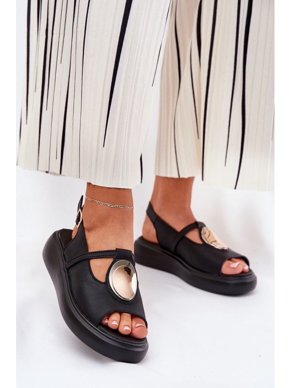 Leather Elegant Women's Sandals S.Barski GR51-603 Black