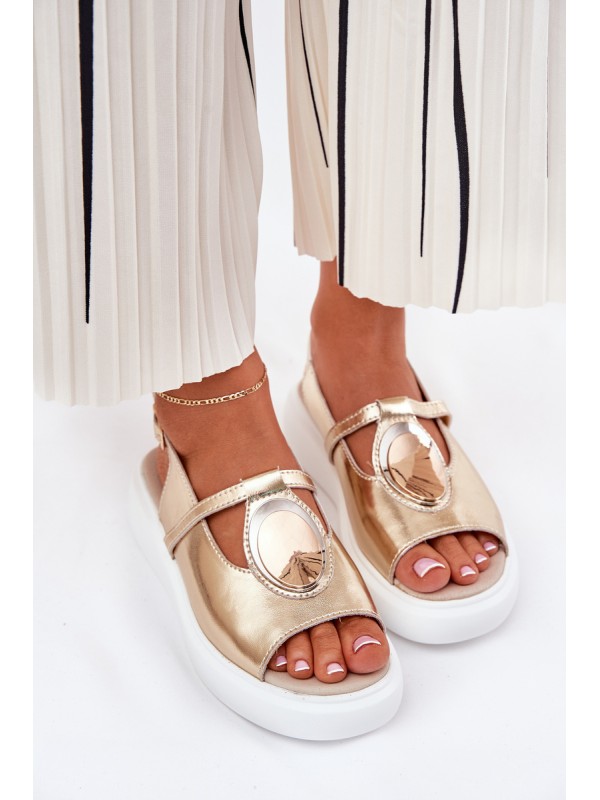 Leather Elegant Women's Sandals S.Barski GR51-603 Gold