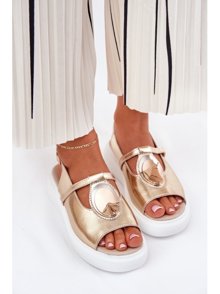 Leather Elegant Women's Sandals S.Barski GR51-603 Gold