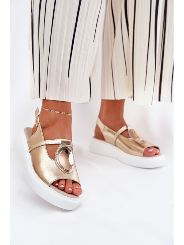 Leather Elegant Women's Sandals S.Barski GR51-603 Gold 2