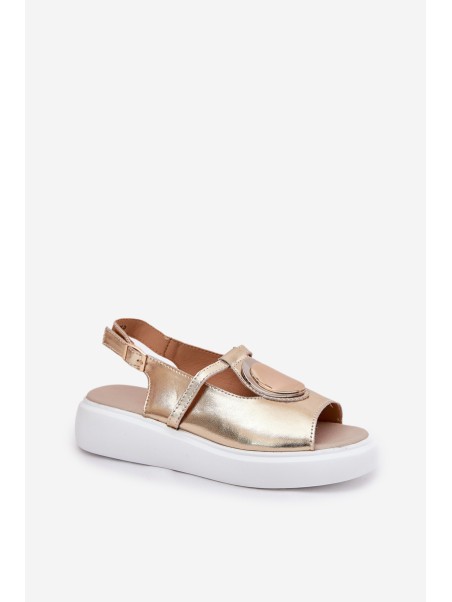 Leather Elegant Women's Sandals S.Barski GR51-603 Gold