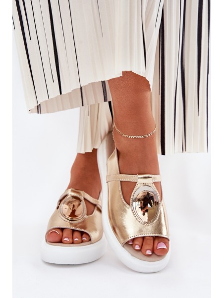 Leather Elegant Women's Sandals S.Barski GR51-603 Gold