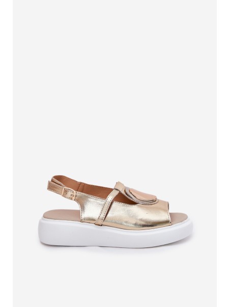 Leather Elegant Women's Sandals S.Barski GR51-603 Gold