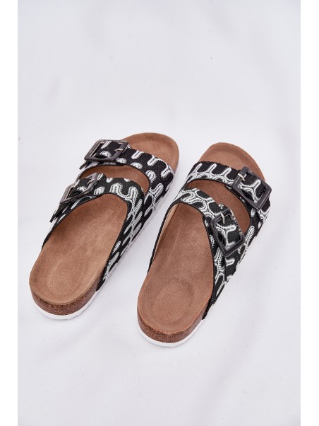 Women's Slippers With Buckles And Glitter Black S.Barski RB51-006