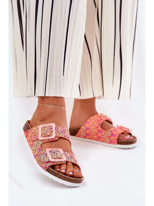Ladies Slippers With Buckles And Glitter Orange S.Barski RB51-006