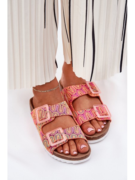 Ladies Slippers With Buckles And Glitter Orange S.Barski RB51-006