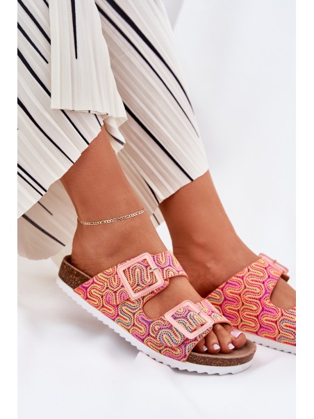 Ladies Slippers With Buckles And Glitter Orange S.Barski RB51-006