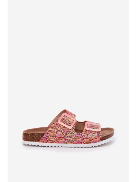 Ladies Slippers With Buckles And Glitter Orange S.Barski RB51-006