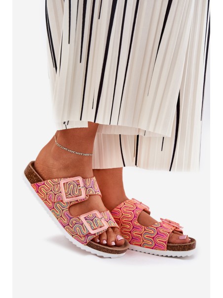 Ladies Slippers With Buckles And Glitter Orange S.Barski RB51-006