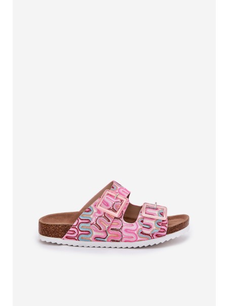 Women's Slippers With Buckles And Glitter Pink S.Barski RB51-006