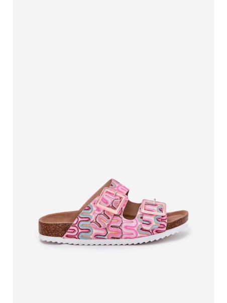 Women's Slippers With Buckles And Glitter Pink S.Barski RB51-006