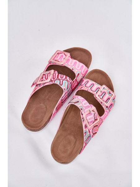 Women's Slippers With Buckles And Glitter Pink S.Barski RB51-006