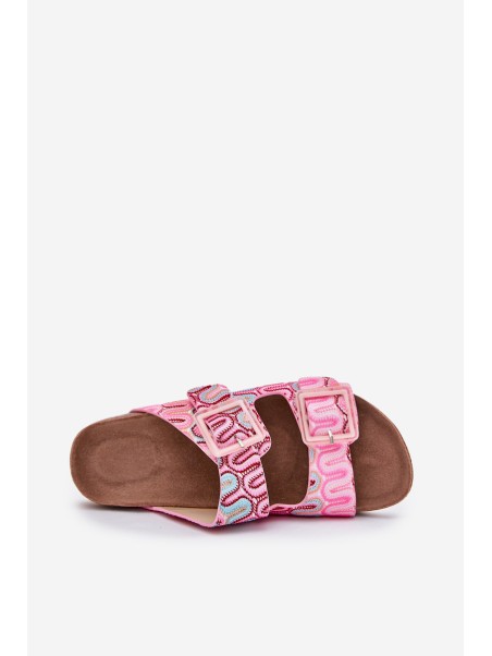 Women's Slippers With Buckles And Glitter Pink S.Barski RB51-006
