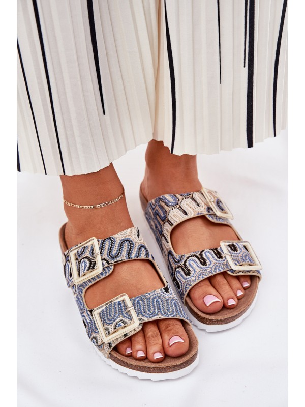 Women's Sandals With Buckles And Glitter Beige S.Barski RB51-006